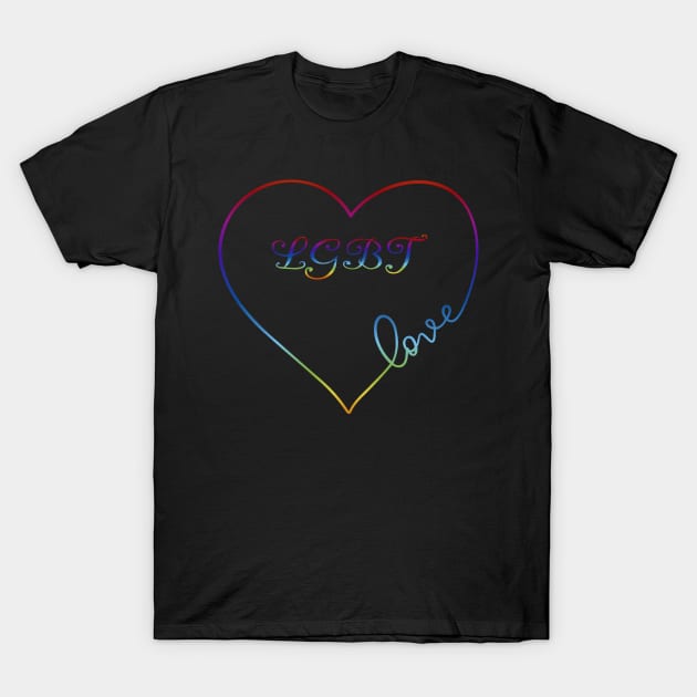 LGBT Rainbow Love Heart Pride Design T-Shirt by Wanderer Bat